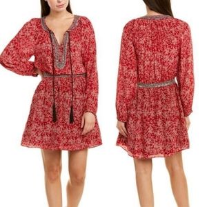 NWT The Kooples Sunrise Red Embellished Water Lili Silk Dress